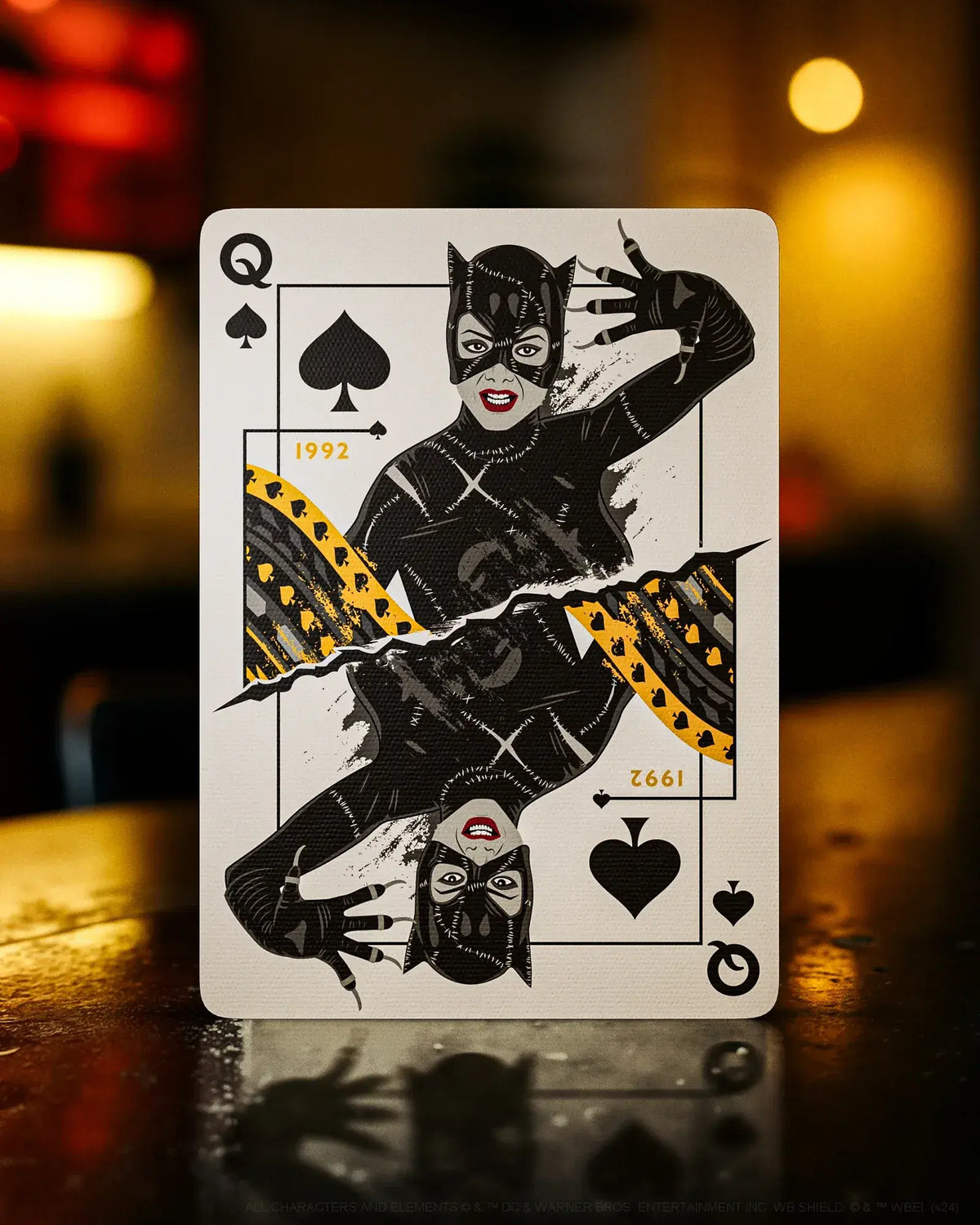 Carte Dame de Pique à l'effigie de Catwoman de 1992 interprétée par Michel Pfeiffer