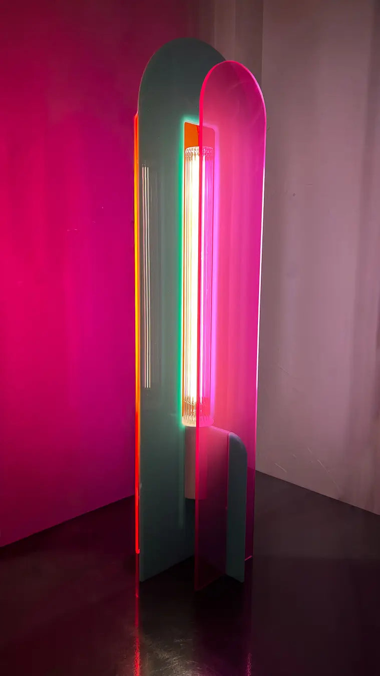 Lampe Andy turquoise, rose et orange