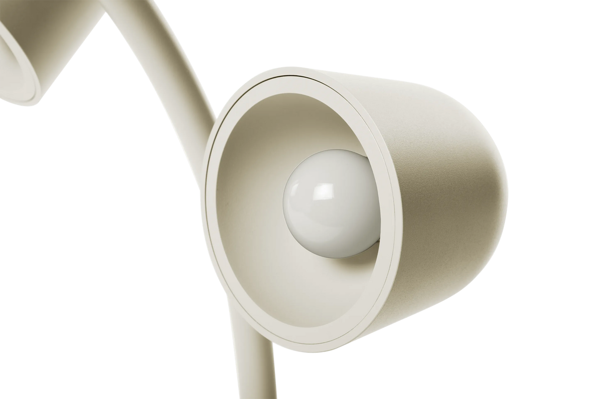 Détail d'un abat-jour et de l'ampoule de la lampe Little Lebow Bone