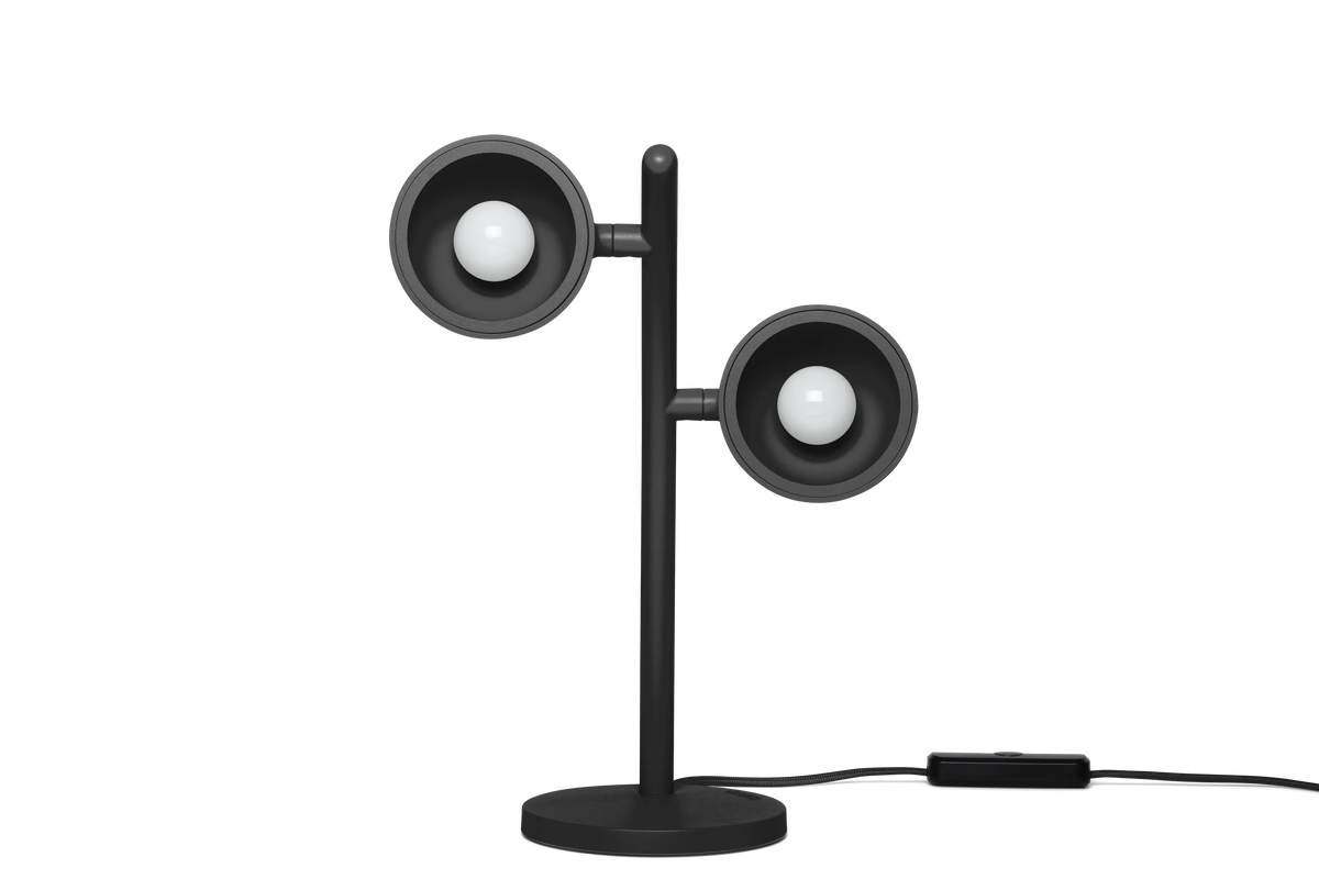Lampe Little Lebow Anthracite vue de face avec ses deux abat-jour