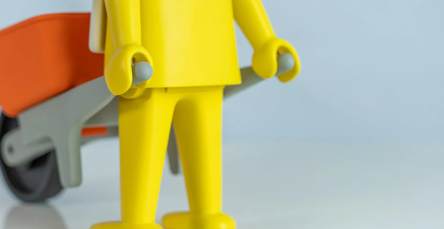 Figurine L'ouvrier avec sa brouette 24 cm - Playmobil x Leblon Delienne