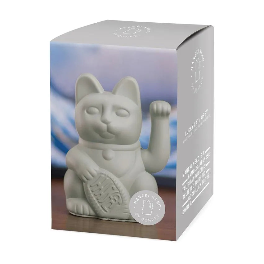 Boîte du Maneki Neko gris Donkey chat porte-bonheur japonais