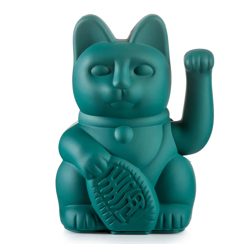 Maneki Neko vert Donkey chat porte-bonheur japonais symbole d'harmonie familiale