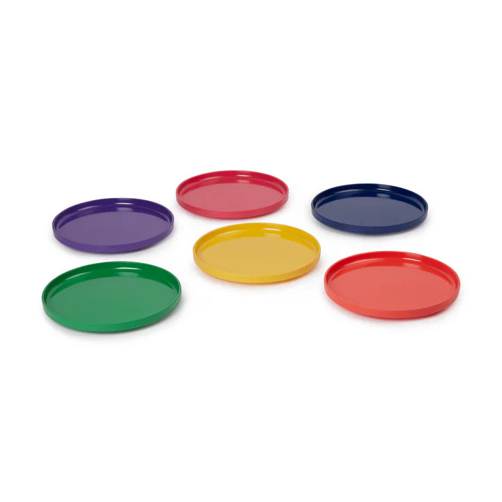 Vaisselle Max Rainbow de Heller - set de 6 assiettes empilables d.19cm aux couleurs de l'arc en ciel - Design Leila et Massimo Vignelli 1964 