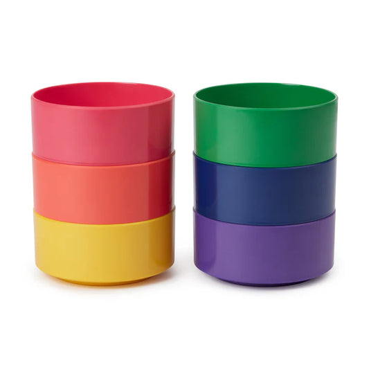 Vaisselle Max Rainbow de Heller - set de 6 bols empilables aux couleurs de l'arc en ciel - Design Leila et Massimo Vignelli 1964