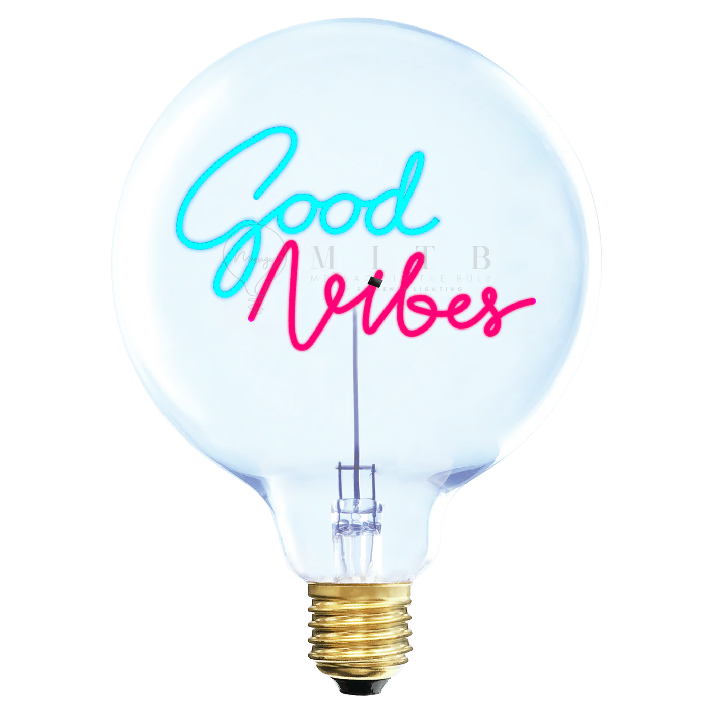 Ampoule MIUTB à message Good Vibes rose et bleu