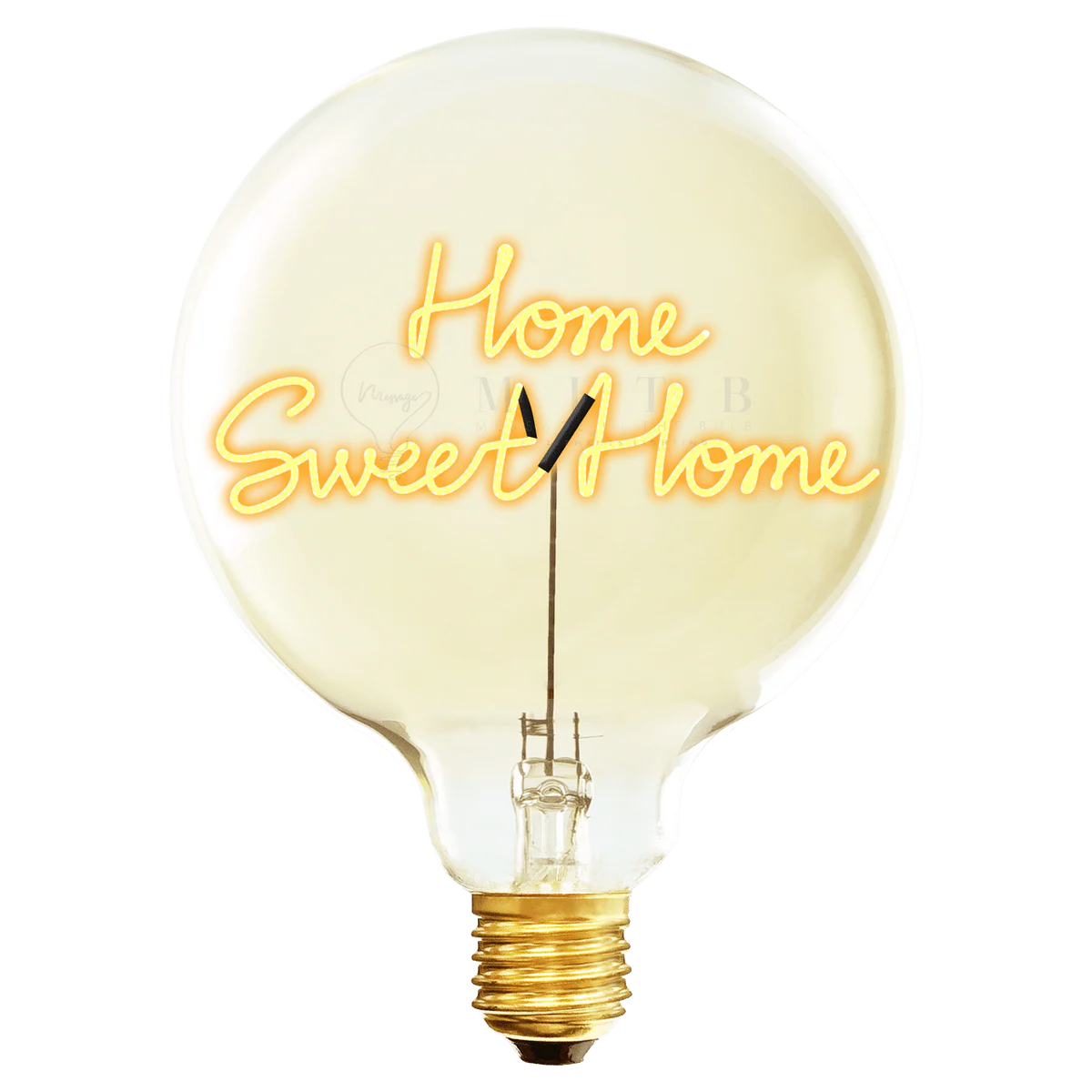 Ampoule message in the bulb : verre ambré avec message lumineux home sweet home écrit en attaché