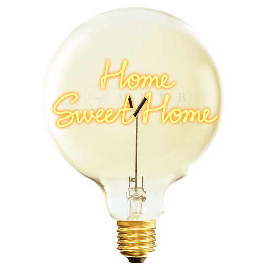 Ampoule message in the bulb : verre ambré avec message lumineux home sweet home écrit en attaché