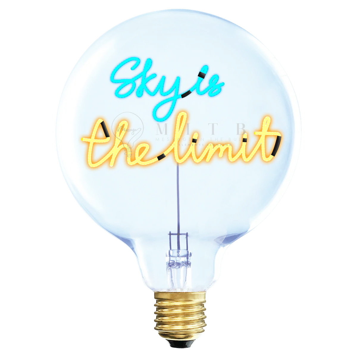 Ampoule à message Sky is the limite :message Sky is en led bleu et the limit en med jaune