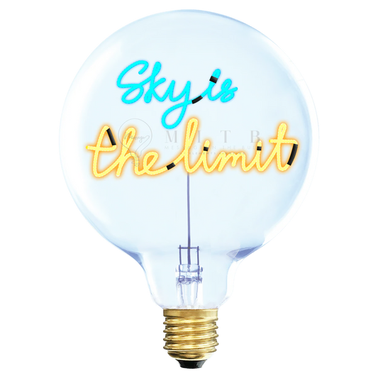 Ampoule à message Sky is the limite :message Sky is en led bleu et the limit en med jaune