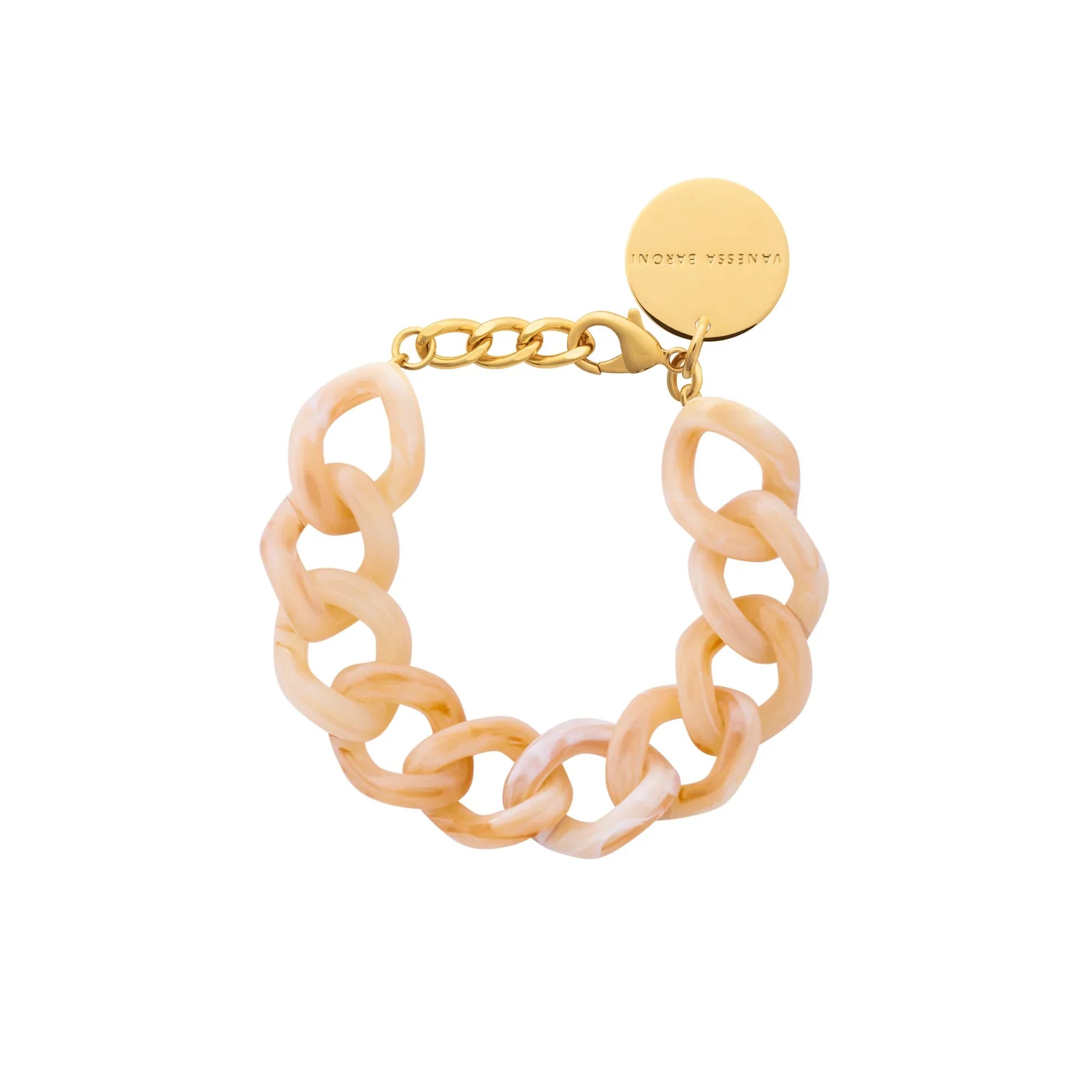 Bracelet à grosses mailles flat chain Creme Brûlée Marble - Vanessa Baroni 