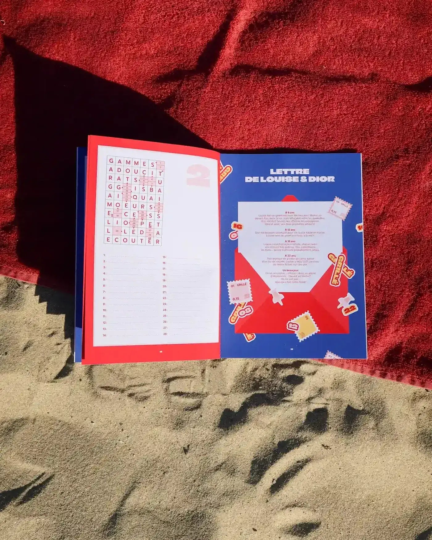 Mots Fléché Grillé N°6 sur une plage et sur la page « Lettre de Louise & Dior »
