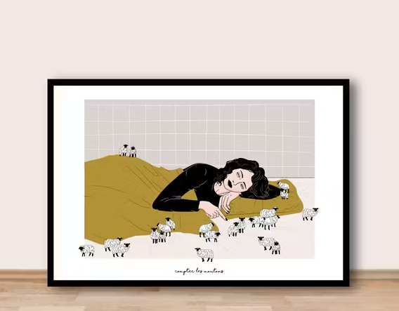 Compter Les Moutons - Affiche A3 - Palm Illustrations