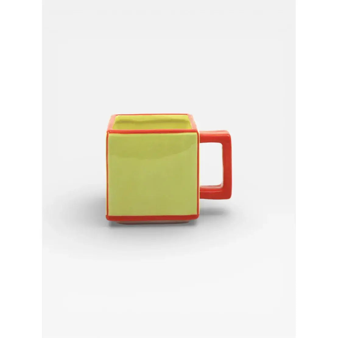 Mug en céramique Table Machine jaune et orange design graphique