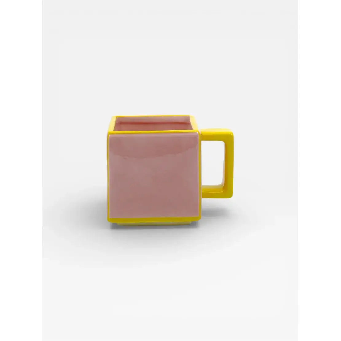 Mug en céramique Table Machine rose et jaune design graphique