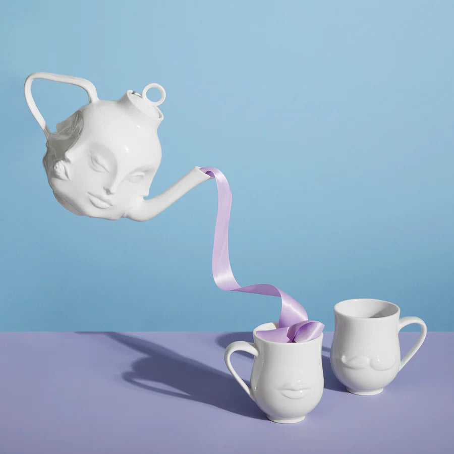Mug Mr and Mrs - Moustache en relief devant, bouche charnue derrière - Jonathan Adler