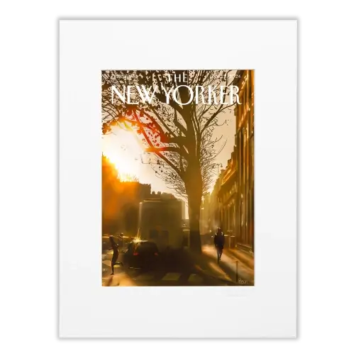 "Winter Sun" affiche encadrée blanc