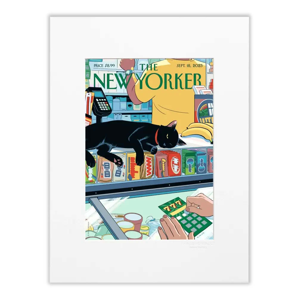 "Bodega Cat" affiche encadrée blanc