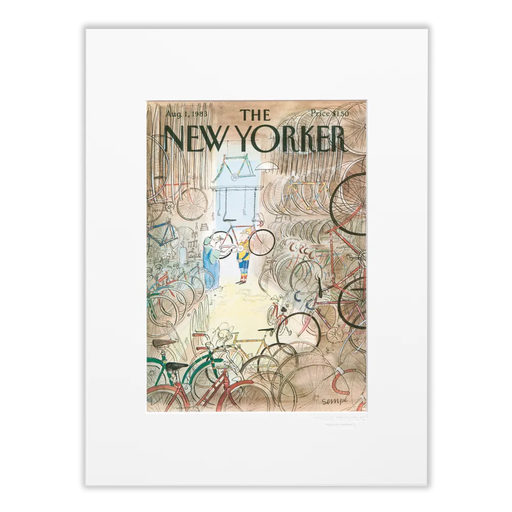 Affiche 59 Sempé The New Yorker - garage à vélo - 30x40