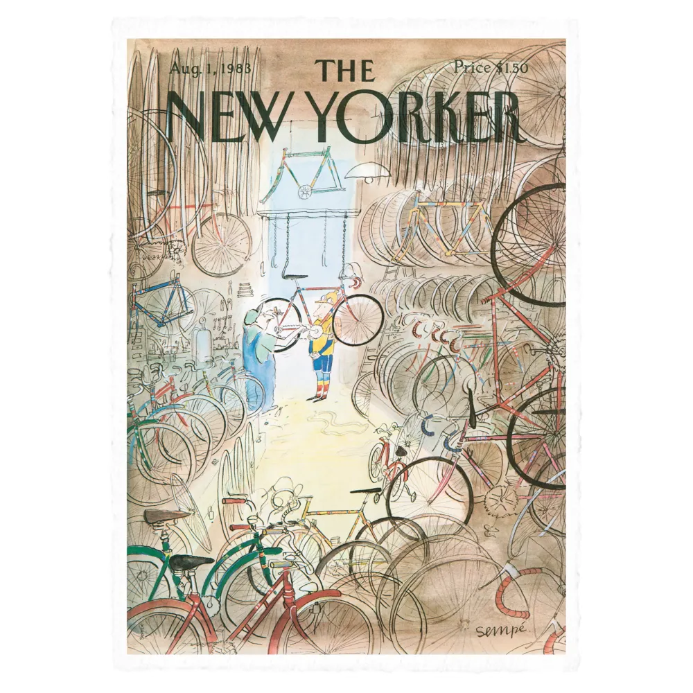 Affiche 59 Sempé The New Yorker - garage à vélo - 38x56