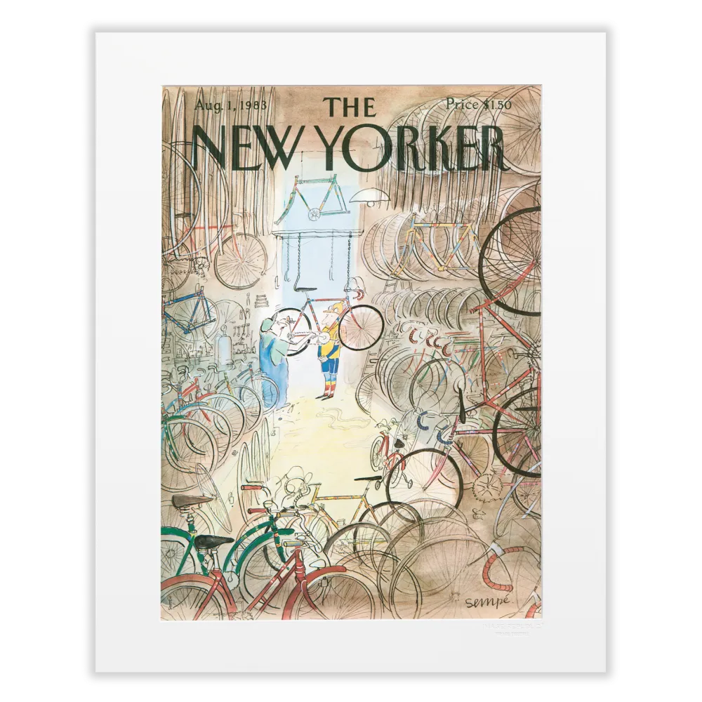 Affiche 59 Sempé The New Yorker - garage à vélo - 40x50