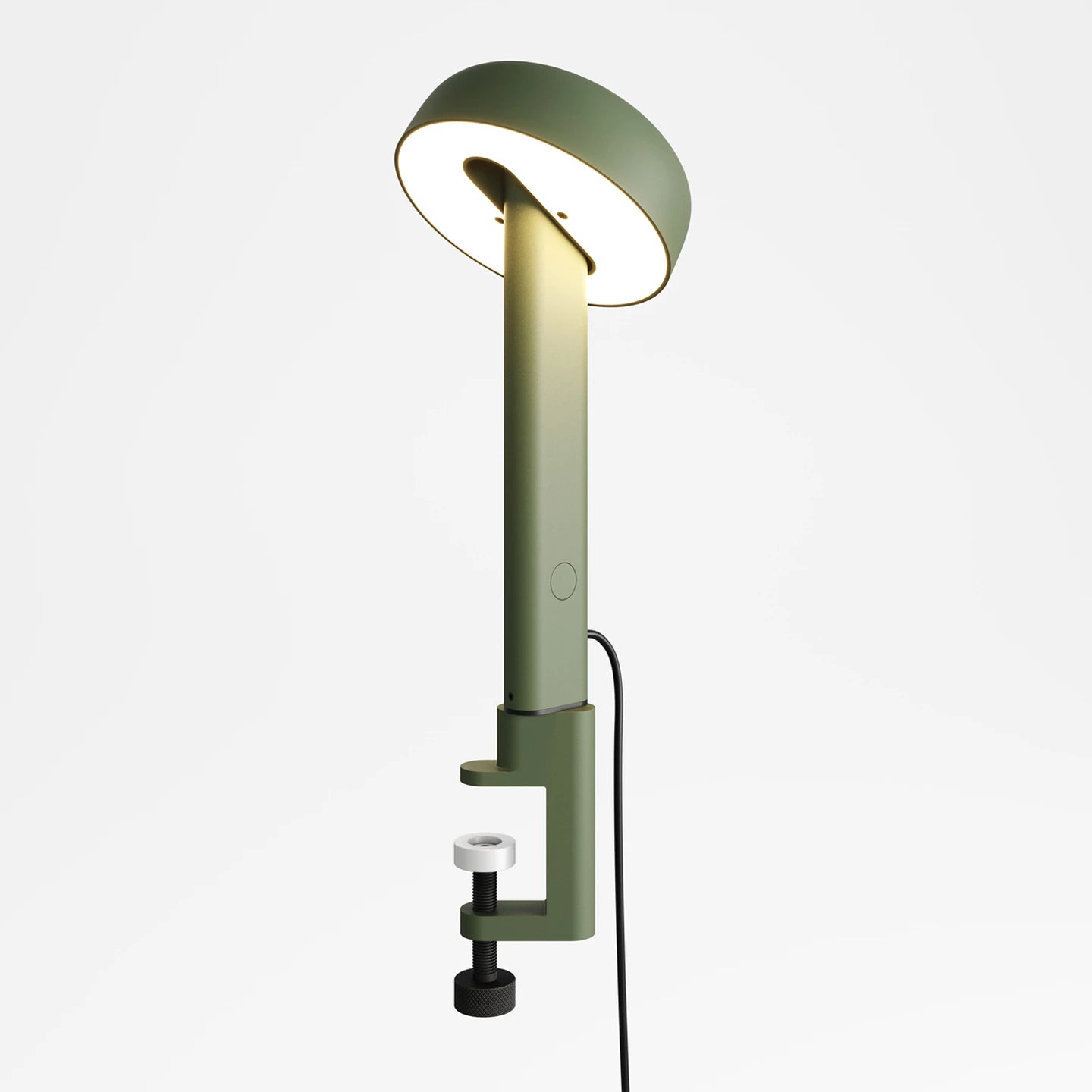 Lampe à serrer Nod vert romarin allumée