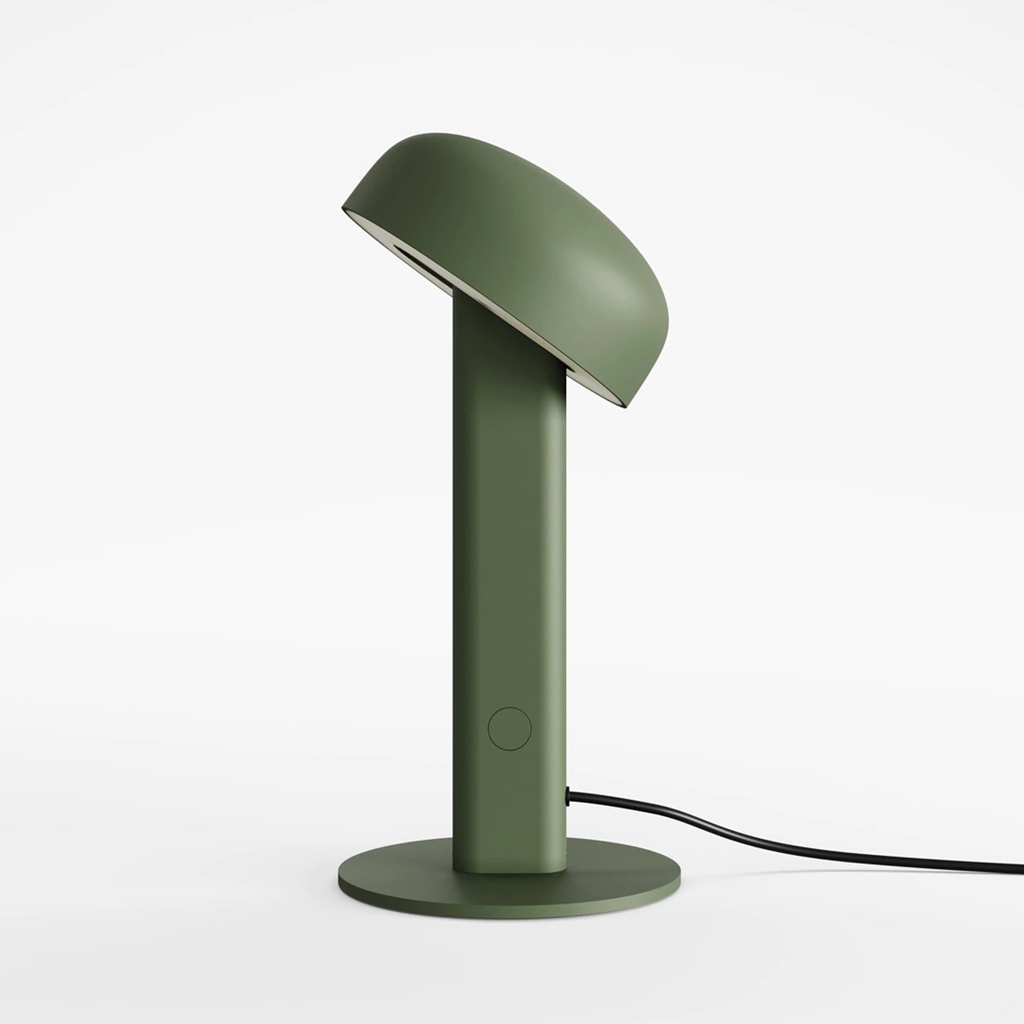 Lampe de table Tiptoe vert romarin, tête inclinée