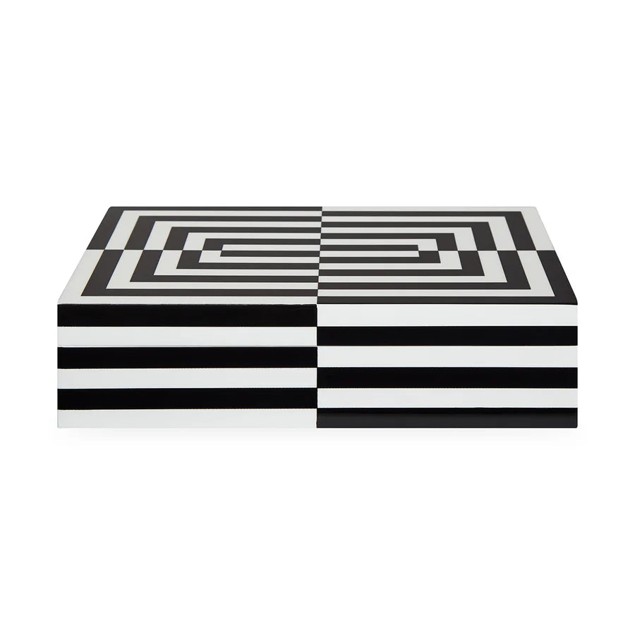 Boite laquée noir et blanc - Grande boîte Jonathan Adler Op Art 