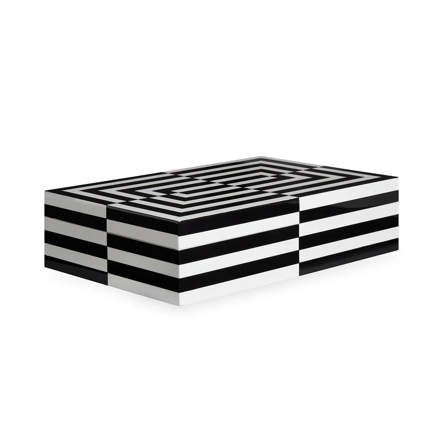 Boite laquée noir et blanc - Grande boîte Jonathan Adler Op Art 