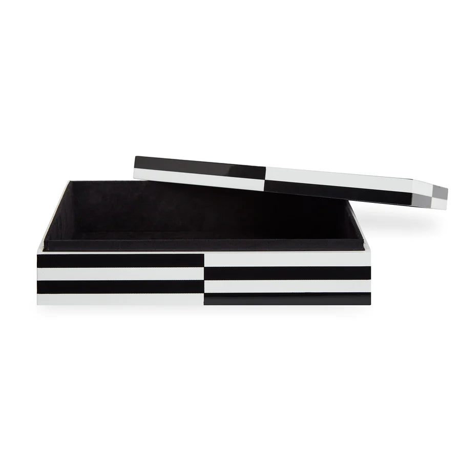 Boite laquée noir et blanc - Grande boîte Jonathan Adler Op Art 