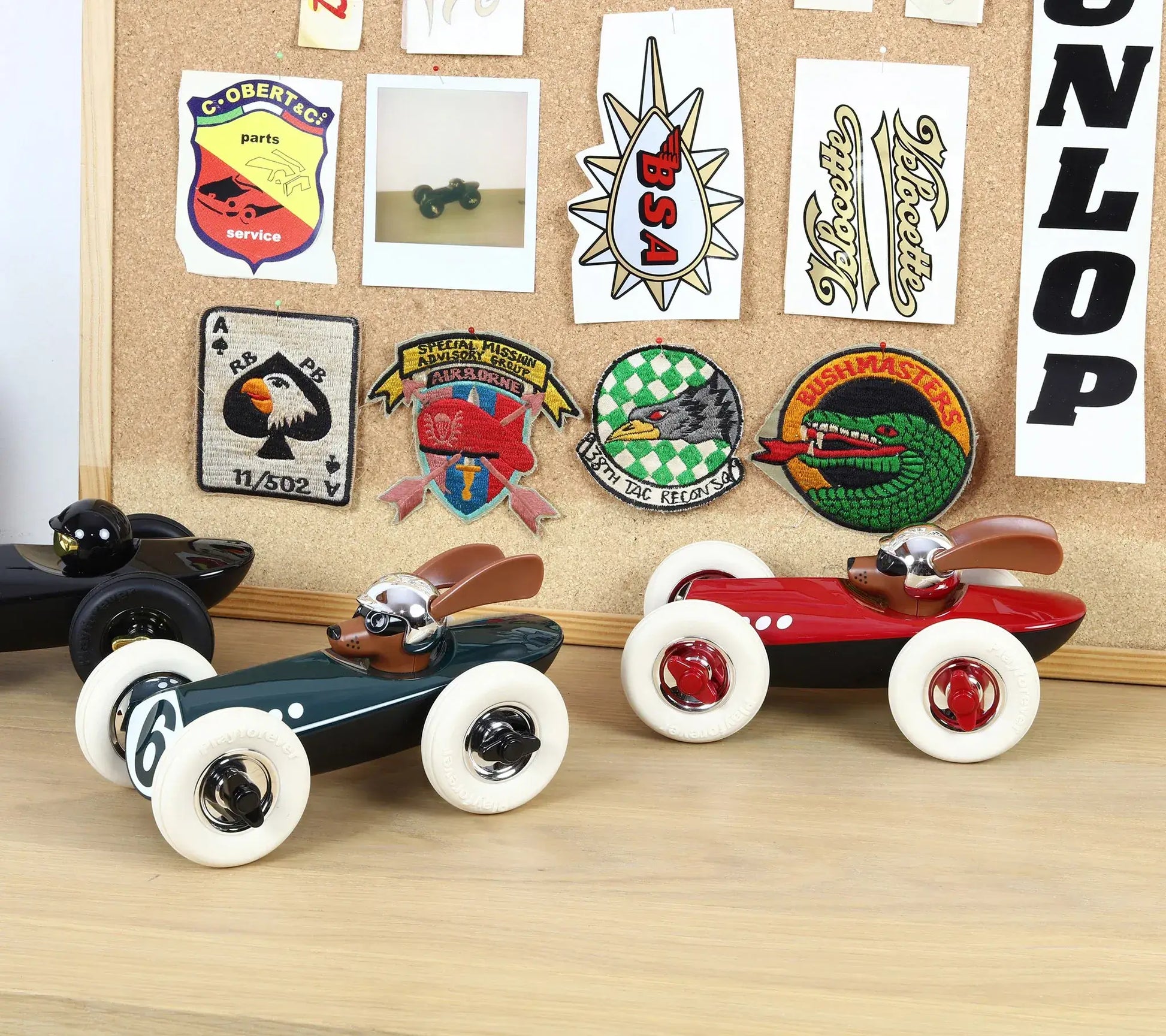 Voitures miniatures Playforever Rufus Bertie Patrick et Weller