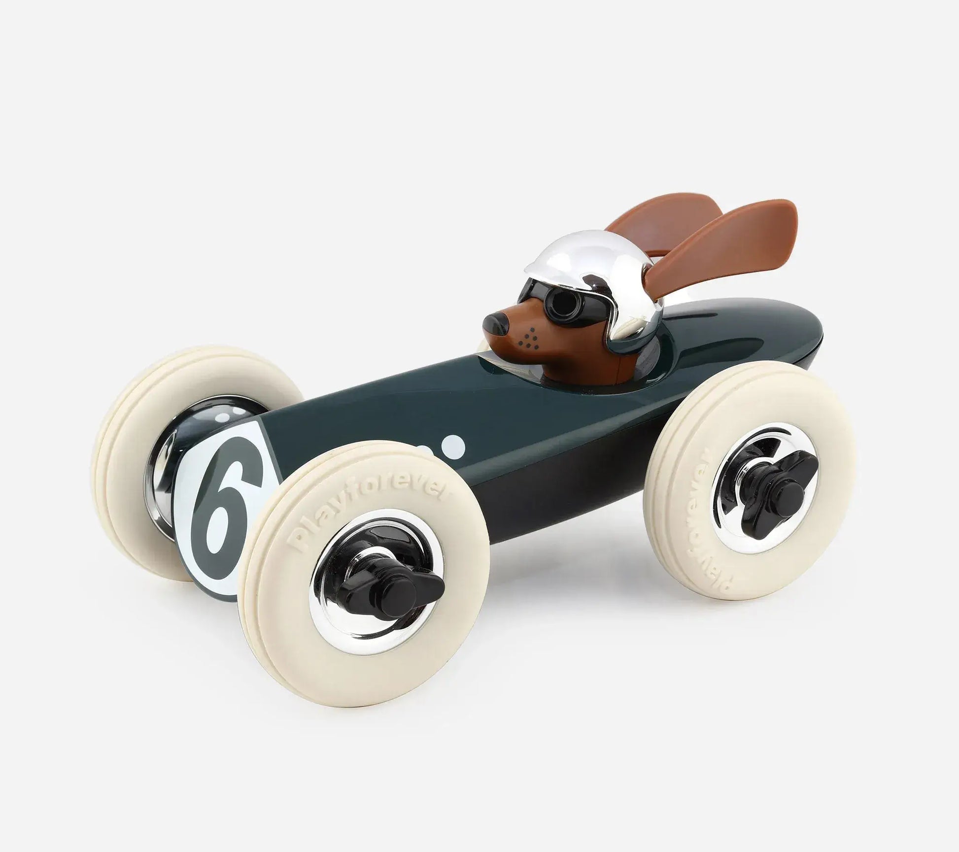 Voiture miniature Playforever Rufus Weller verte vue 3/4
