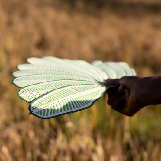 Photo de l'éventail feuilles de bananier de chez Pubumésu