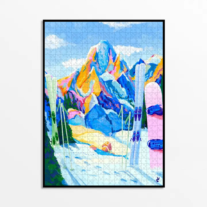 Puzzle Snow must go on de Piece and Love - couleurs vive pour paysage de montagne enneigé - 1000 pièces