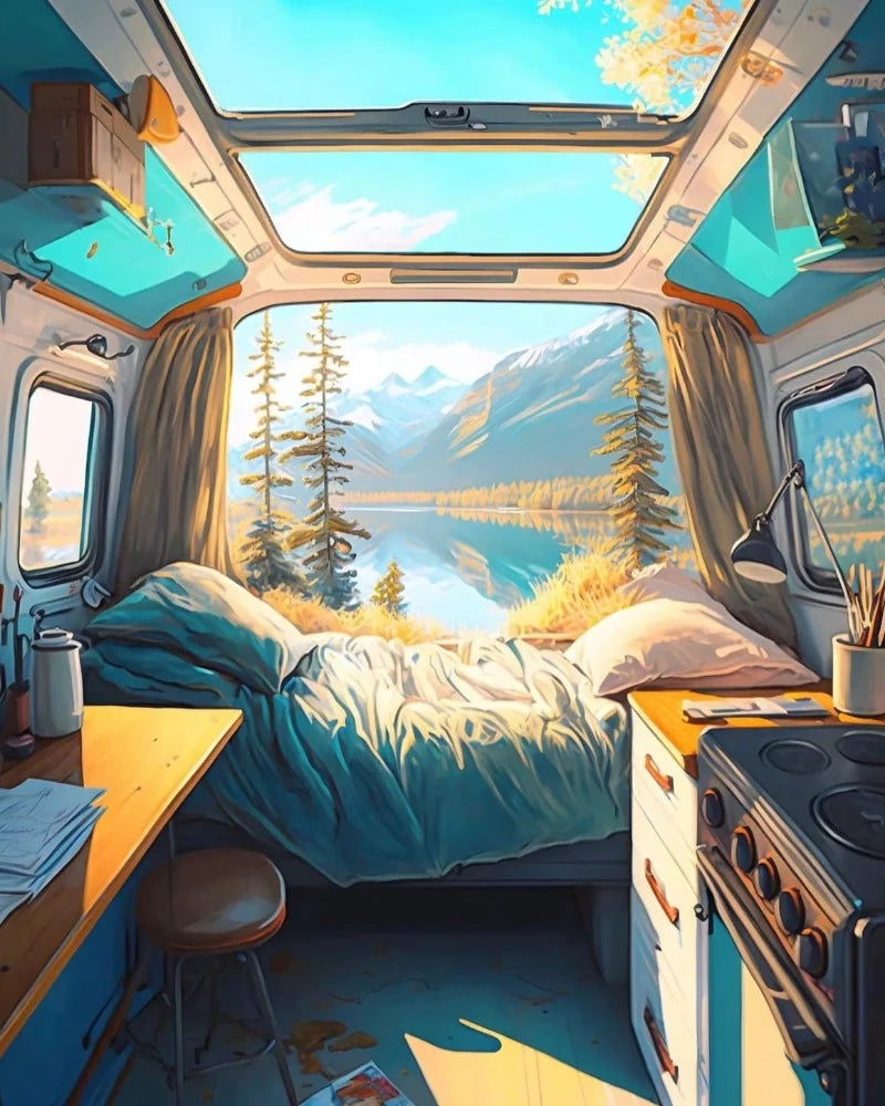 Illustrations du puzzle Van Life de Radstream pour Piece and Love