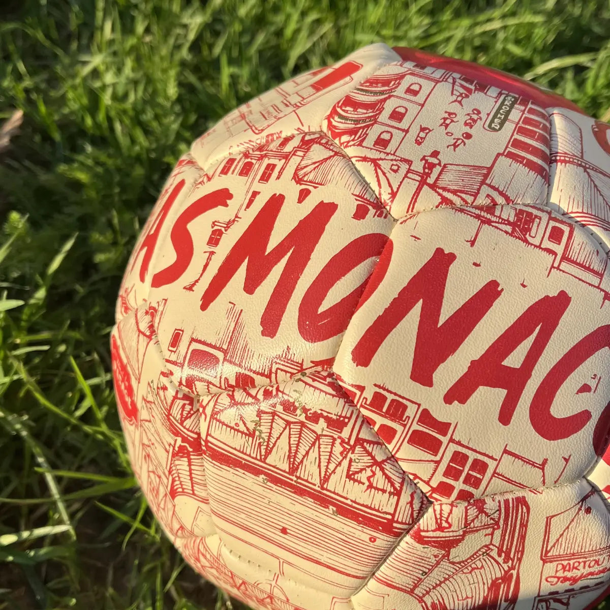 Vue rapprochée sur le ballon de l'AS Monaco