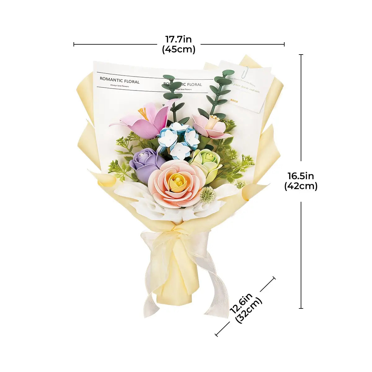 Dimensions du Bouquet de fleurs de printemps de Rolife - 17,7 x 32 cm pour une hauteur de 42 cm