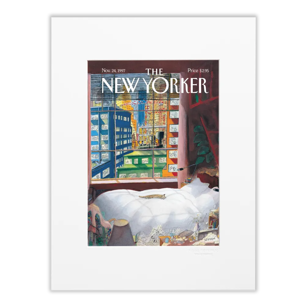 226 Sempé - Cat Sleeping By The Window - Collection The New Yorker - illustration 30x40cm - image republic