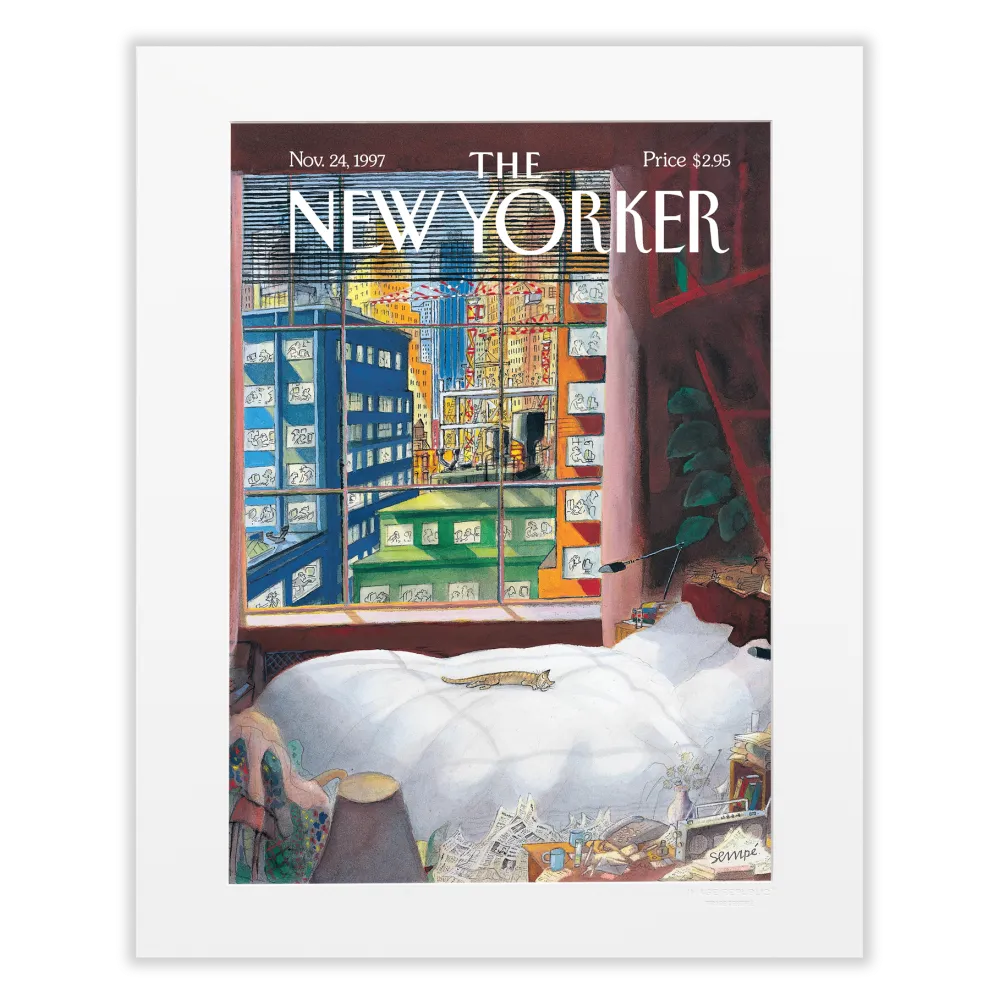 226 Sempé - Cat Sleeping By The Window - Collection The New Yorker - illustration 40x50cm - image republic