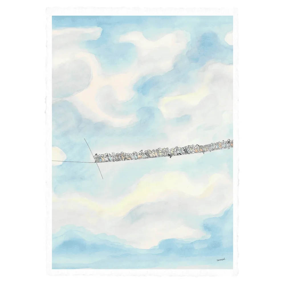 Affiche Sempé - Funambule - Tirage sur papier velin d'arches 38x56cm