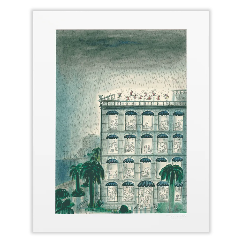 Affiche Sempé Immeuble pluie 40x50 par Image Republic