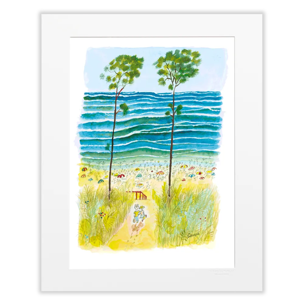 Affiche Sempé Couple océan 40x50
