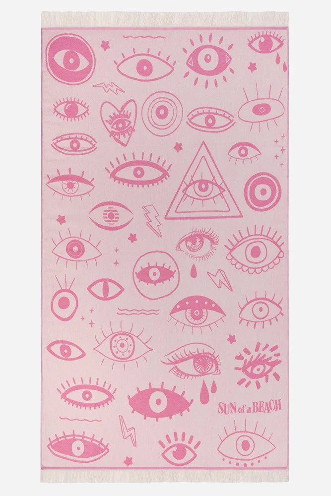 Serviette de plage Electric Eyes Rose - Sun of a Beach
