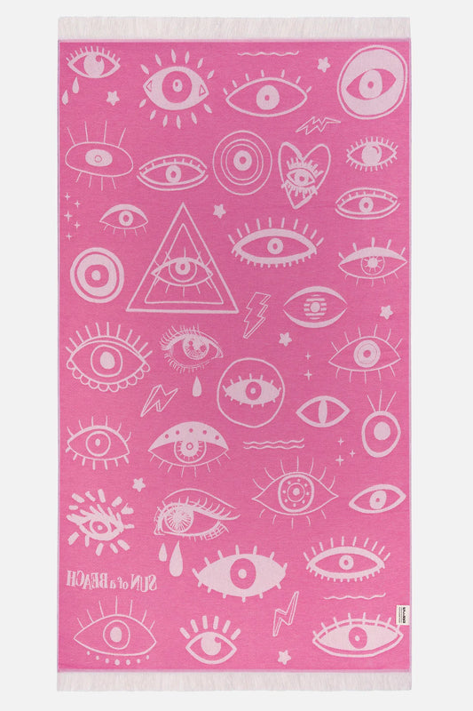 Serviette de plage Electric Eyes Rose - Sun of a Beach
