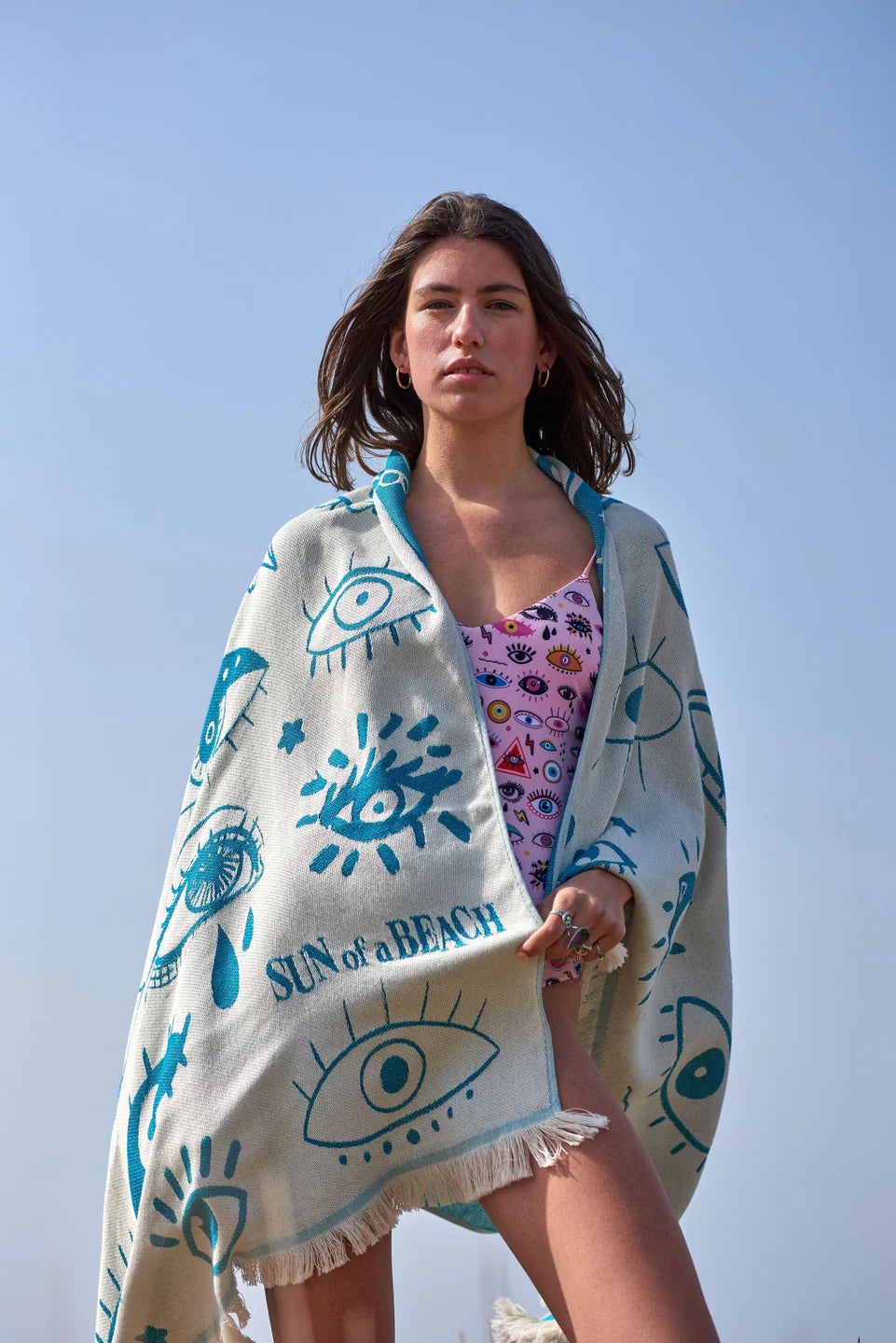Serviette de plage Electric Eyes Bleu - Sun of a Beach
