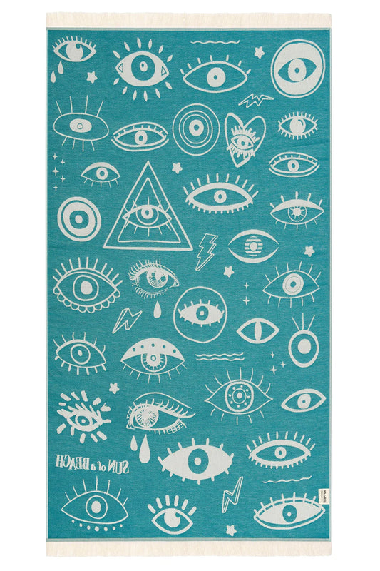 Serviette de plage Electric Eyes Bleu - Sun of a Beach