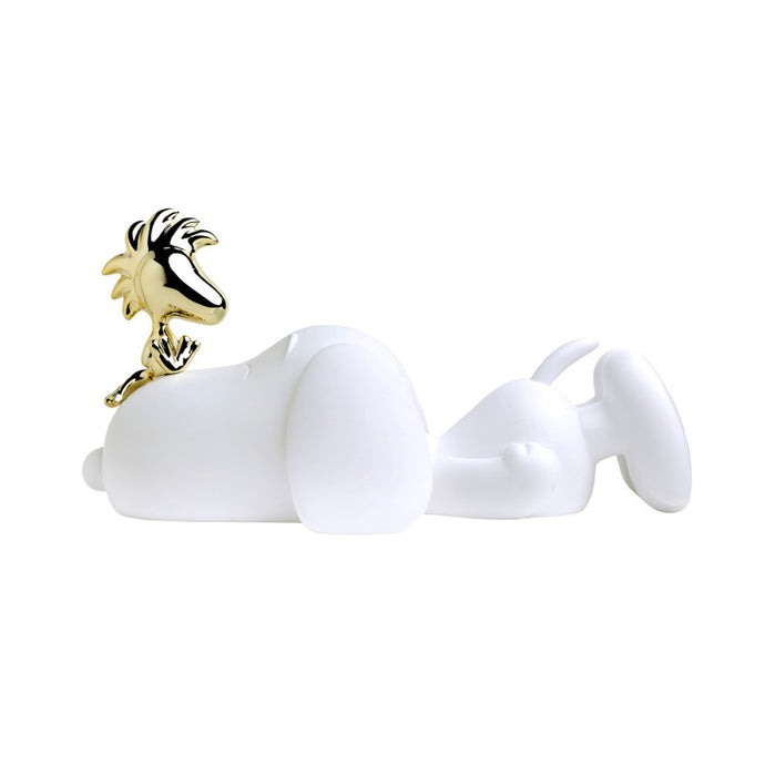 Snoopy et Woodstock Blanc Mat et Or - Figurine 27 cm - Leblon Delienne