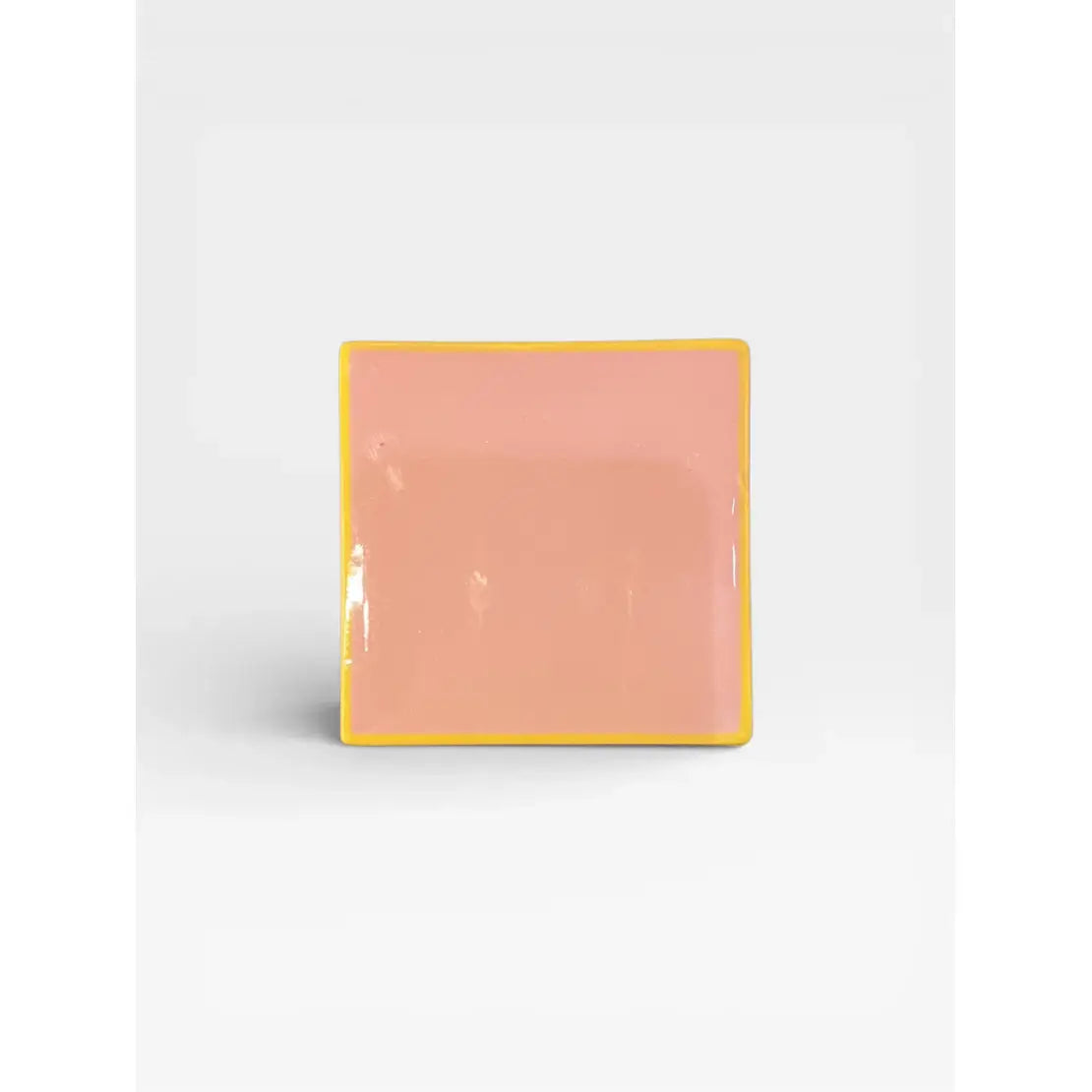 Sous-verre en céramique design graphique Rose et jaune collection Tile