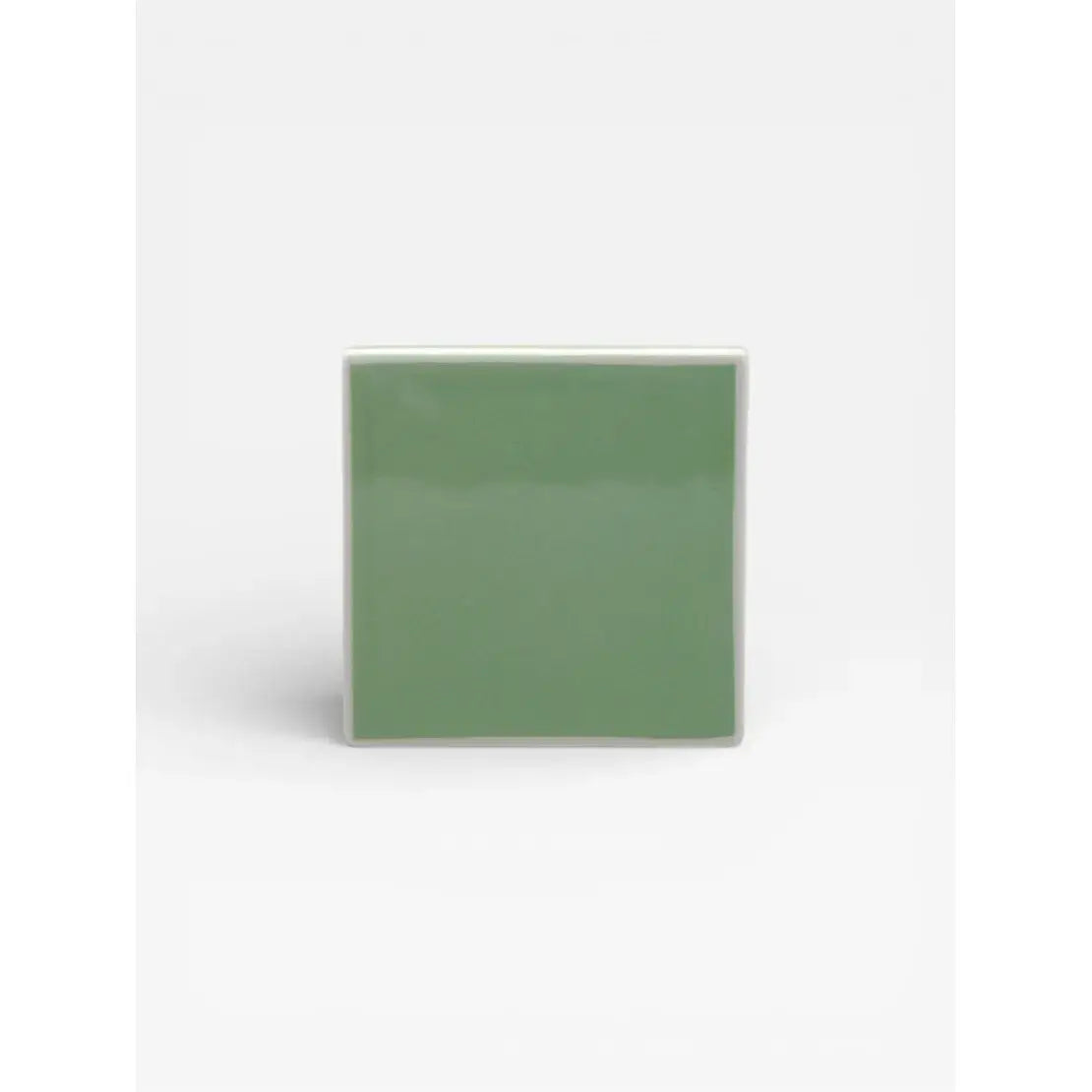 Sous-verre en céramique design graphique collection Tile vert et blanc