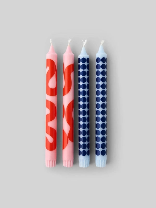 Double duo de bougies décoratives originales rose et bleu clair Studio About